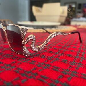 Caviar Champagne Series 6127 Gold Bow Women's Sunglasses